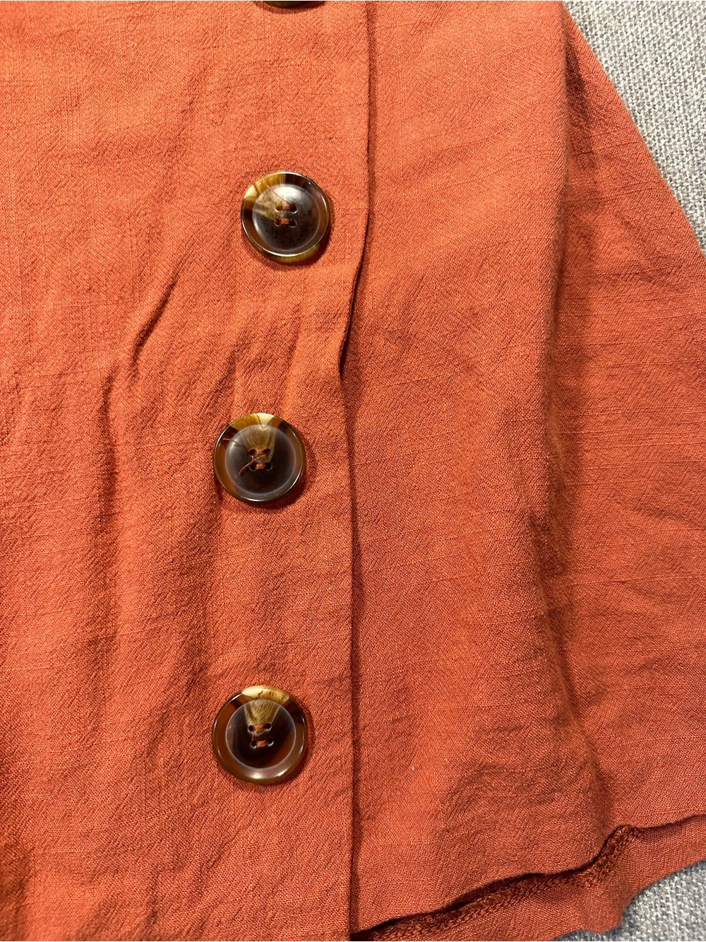 Altar'd State Rust Button-Accent Mini Skirt - Picture 2 of 6